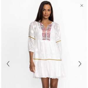 Johnny Was Kit Tunic Dress Lace Embroidery Eyelet White Women Size XL